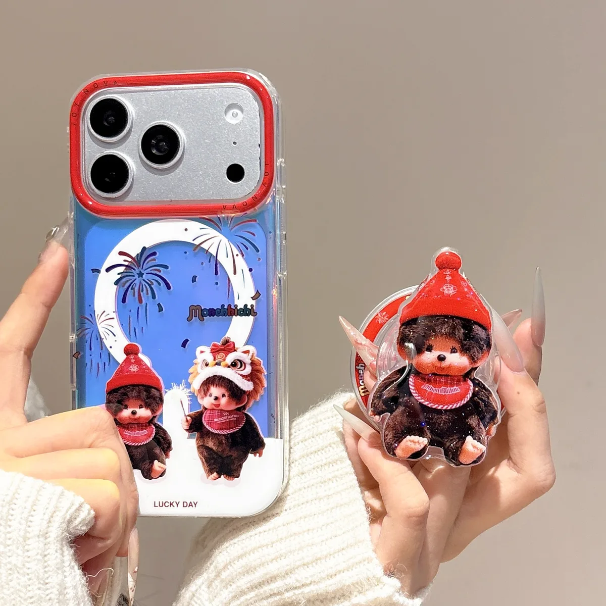 Monchhichi Lucky Day Clear Phone Case for iPhone 17 16 15 14 13 Pro Max — MagSafe